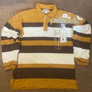 Pelle Pelle Men's Long Sleeve Shirt - Brown, White, and Yellow